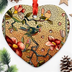 Flower Cubism Mosaic Vintage Heart Ornament (two Sides)