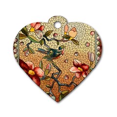 Flower Cubism Mosaic Vintage Dog Tag Heart (one Side) by Jancukart