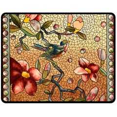 Flower Cubism Mosaic Vintage Double Sided Fleece Blanket (medium) 