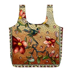 Flower Cubism Mosaic Vintage Full Print Recycle Bag (l)