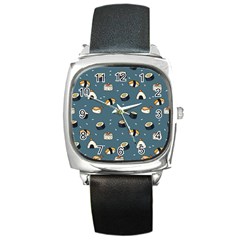 Sushi Pattern Square Metal Watch by Jancukart