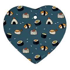 Sushi Pattern Heart Ornament (two Sides) by Jancukart