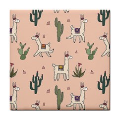 Llamas Pattern Tile Coaster by Jancukart