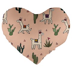 Llamas Pattern Large 19  Premium Heart Shape Cushions