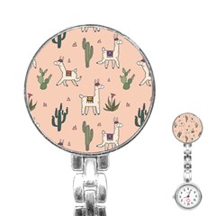 Llamas Pattern Stainless Steel Nurses Watch by Jancukart