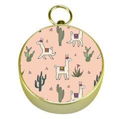 Llamas Pattern Gold Compasses