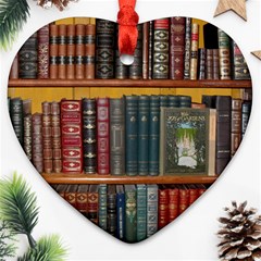 Books Library Bookshelf Bookshop Ornament (heart)