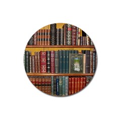 Books Library Bookshelf Bookshop Magnet 3  (round)