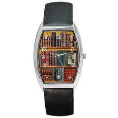 Books Library Bookshelf Bookshop Barrel Style Metal Watch by Zezheshop