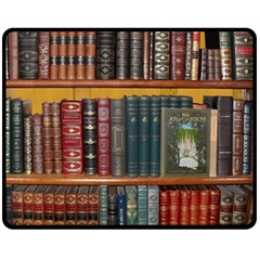 Books Library Bookshelf Bookshop Fleece Blanket (medium)  by Zezheshop