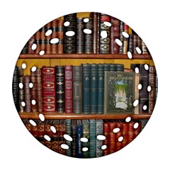 Books Library Bookshelf Bookshop Ornament (round Filigree)