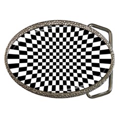 Illusion Checkerboard Black And White Pattern Belt Buckles