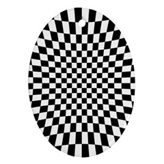 Illusion Checkerboard Black And White Pattern Oval Ornament (two Sides)