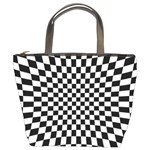 Illusion Checkerboard Black And White Pattern Bucket Bag Front