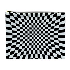 Illusion Checkerboard Black And White Pattern Cosmetic Bag (xl)