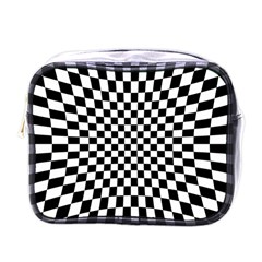 Illusion Checkerboard Black And White Pattern Mini Toiletries Bag (one Side) by Zezheshop