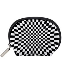 Illusion Checkerboard Black And White Pattern Accessory Pouch (small) by Zezheshop