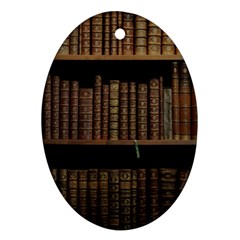 Books Covers Book Case Old Library Oval Ornament (two Sides) by Amaryn4rt