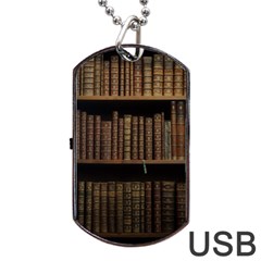 Books Covers Book Case Old Library Dog Tag Usb Flash (one Side) by Amaryn4rt