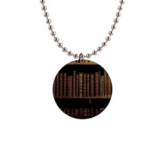 Books Covers Book Case Old Library 1  Button Necklace by Amaryn4rt