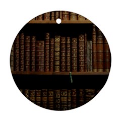 Books Covers Book Case Old Library Round Ornament (two Sides) by Amaryn4rt