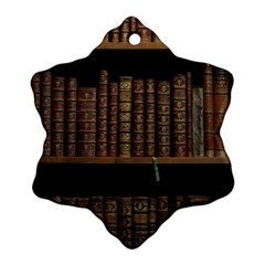 Books Covers Book Case Old Library Snowflake Ornament (two Sides) by Amaryn4rt