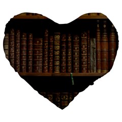 Books Covers Book Case Old Library Large 19  Premium Heart Shape Cushions by Amaryn4rt