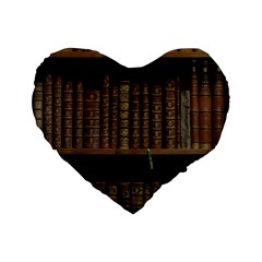 Books Covers Book Case Old Library Standard 16  Premium Flano Heart Shape Cushions by Amaryn4rt