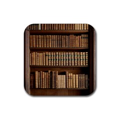 Books Bookcase Old Books Historical Rubber Coaster (square) by Amaryn4rt