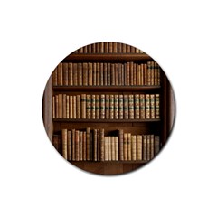 Books Bookcase Old Books Historical Rubber Round Coaster (4 Pack) by Amaryn4rt