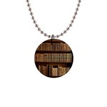 Books Bookcase Old Books Historical 1  Button Necklace Front