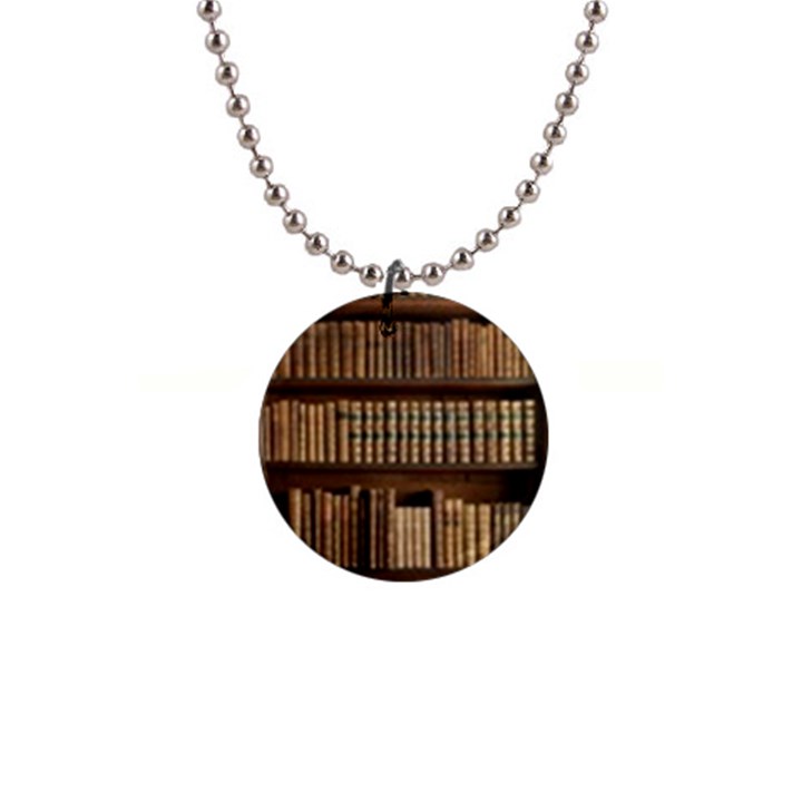 Books Bookcase Old Books Historical 1  Button Necklace