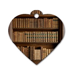 Books Bookcase Old Books Historical Dog Tag Heart (two Sides) by Amaryn4rt