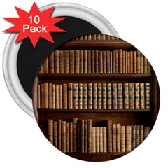 Books Bookcase Old Books Historical 3  Magnets (10 Pack)  by Amaryn4rt