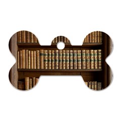 Books Bookcase Old Books Historical Dog Tag Bone (two Sides) by Amaryn4rt