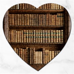 Books Bookcase Old Books Historical Jigsaw Puzzle (heart) by Amaryn4rt