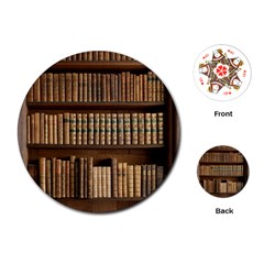 Books Bookcase Old Books Historical Playing Cards Single Design (round)