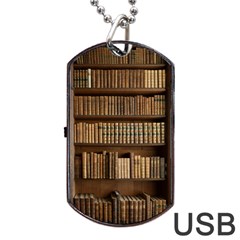 Books Bookcase Old Books Historical Dog Tag Usb Flash (two Sides)