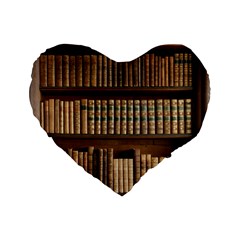 Books Bookcase Old Books Historical Standard 16  Premium Heart Shape Cushions by Amaryn4rt