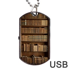 Books Bookcase Old Books Historical Dog Tag Usb Flash (one Side) by Amaryn4rt