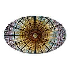 Barcelona Stained Glass Window Oval Magnet by Amaryn4rt