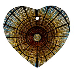 Barcelona Stained Glass Window Heart Ornament (two Sides) by Amaryn4rt