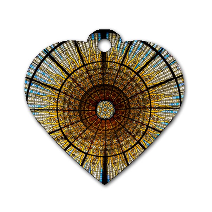 Barcelona Stained Glass Window Dog Tag Heart (Two Sides)