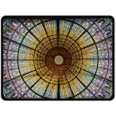 Barcelona Stained Glass Window Fleece Blanket (large)  by Amaryn4rt