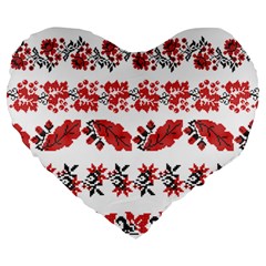 Vectors Ukraine Scheme Pattern Kit Large 19  Premium Flano Heart Shape Cushions by Amaryn4rt