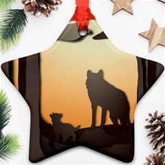 Vectors Painting Wolves Nature Forest Ornament (star) by Amaryn4rt