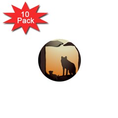 Vectors Painting Wolves Nature Forest 1  Mini Buttons (10 Pack)  by Amaryn4rt