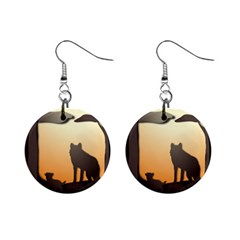 Vectors Painting Wolves Nature Forest Mini Button Earrings by Amaryn4rt