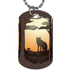 Vectors Painting Wolves Nature Forest Dog Tag (one Side) by Amaryn4rt