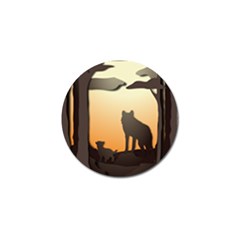 Vectors Painting Wolves Nature Forest Golf Ball Marker (4 Pack) by Amaryn4rt